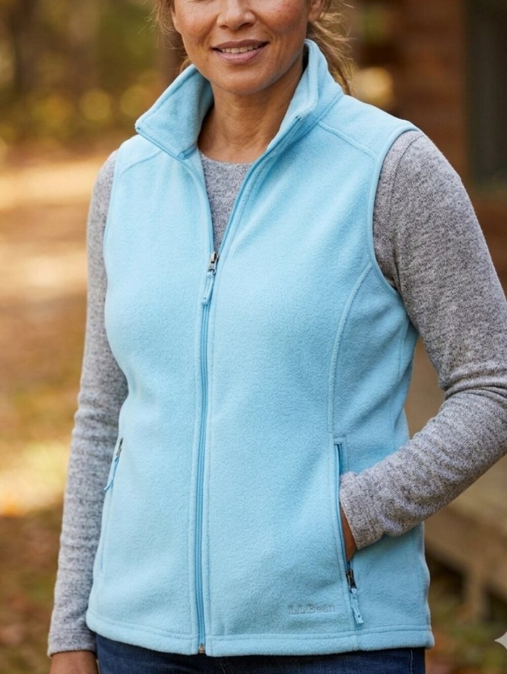 L.L.Bean Polartec Fleece Layering Zip Vest Granola Gorpcore Outdoors